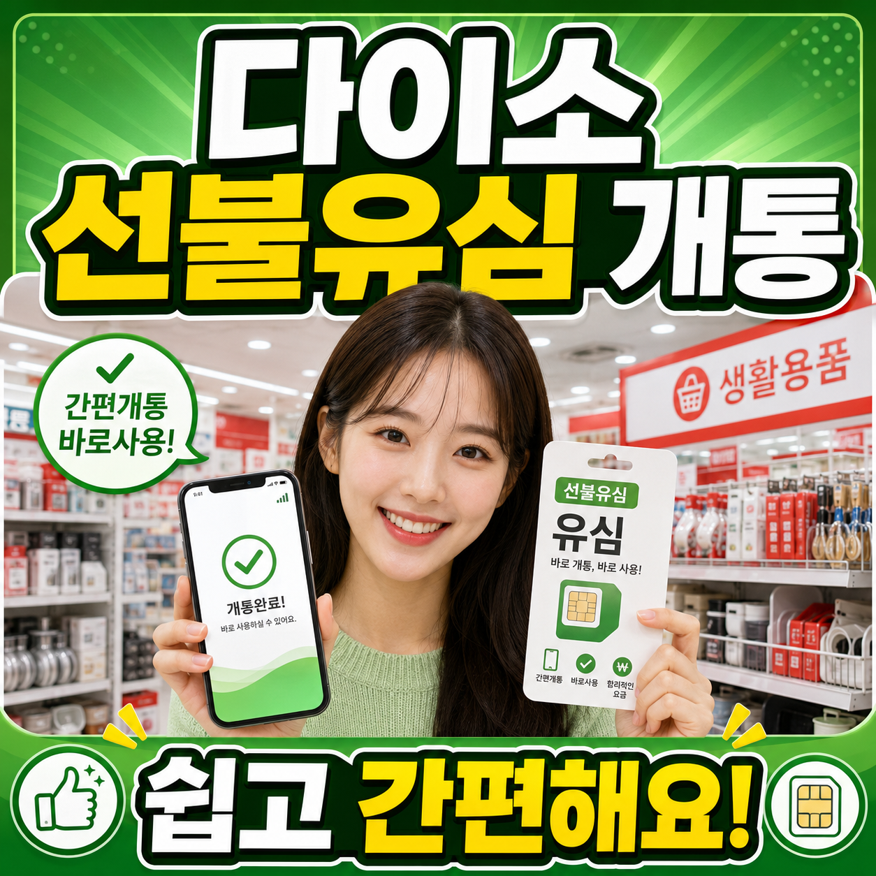 다이소 선불유심 개통 방법